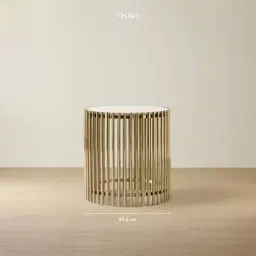 Amaya White Sintered Stone Side Table - Champagne Gold Legs