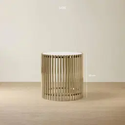 Amaya White Sintered Stone Side Table - Champagne Gold Legs