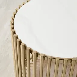 Amaya White Sintered Stone Side Table - Champagne Gold Legs