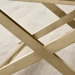 Elle Beige Velvet Ottoman - Brushed Champagne Gold Stainless Steel Legs