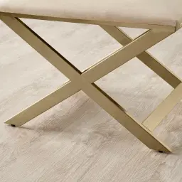 Elle Cream Velvet Ottoman - Brushed Champagne Gold Stainless Steel Legs