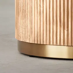 San Pierre Light Brown Ash Veneer Two-Leg Rectangular Dining Table with Travertine Finish Sintered Stone Top - 240x120cm