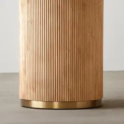 San Pierre Light Brown Ash Veneer Two-Leg Rectangular Dining Table with Travertine Finish Sintered Stone Top - 240x120cm