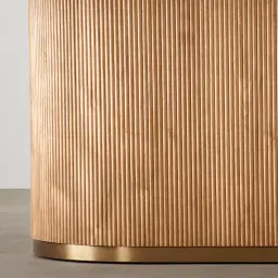 San Pierre Light Brown Ash Veneer Single Leg Rectangular Dining Table with Travertine Finish Sintered Stone Top - 240x120cm