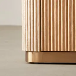 San Pierre Light Brown Ash Veneer Sideboard with Travertine Finish Sintered Stone Top