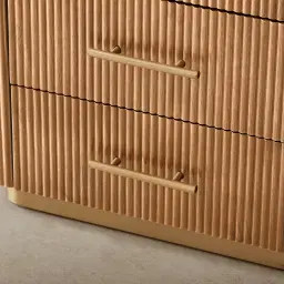 San Pierre Light Brown Ash Veneer Study Desk with Travertine Finish Sintered Stone Top