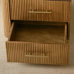 San Pierre Light Brown Ash Veneer Study Desk with Travertine Finish Sintered Stone Top