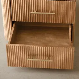 San Pierre Light Brown Ash Veneer Study Desk with Travertine Finish Sintered Stone Top