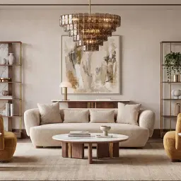 Antonella Stone Cream 3-Seater Woven Fabric Sofa