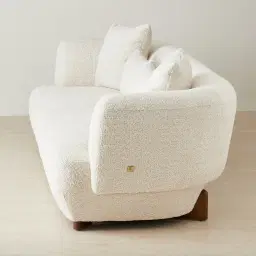 Antonella Stone Cream 3-Seater Woven Fabric Sofa