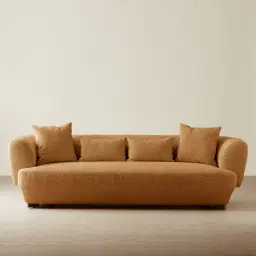 Antonella Vintage Mustard 3-Seater Woven Fabric Sofa