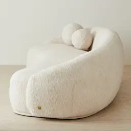 Elianna Atlas Cream 3-Seater Chenille Fabric Sofa