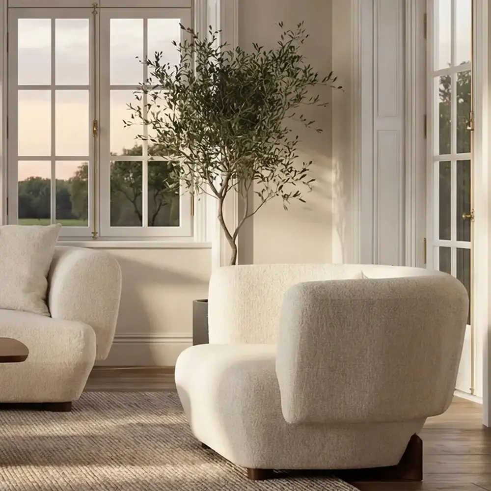 Antonella Stone Cream Woven Fabric Occasional Chair