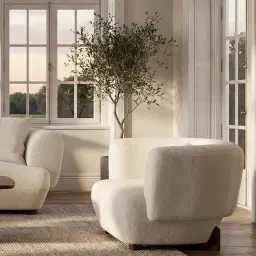 Antonella Stone Cream Woven Fabric Occasional Chair