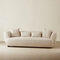 Antonella Mid Beige 3-Seater Woven Fabric Sofa