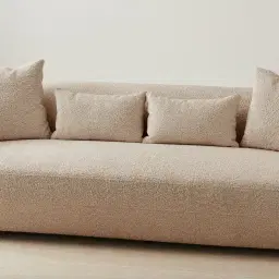 Antonella Mid Beige 3-Seater Woven Fabric Sofa