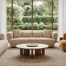Antonella Mid Beige 3-Seater Woven Fabric Sofa
