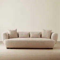 Antonella Mid Beige 3-Seater Woven Fabric Sofa