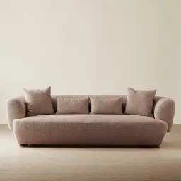 Antonella Warm Taupe 3-Seater Woven Fabric Sofa	