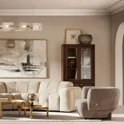 Antonella Warm Taupe Woven Fabric Occasional Chair