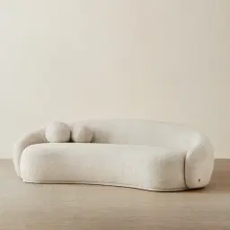 Elianna Stone Cream 3-Seater Woven Fabric Sofa