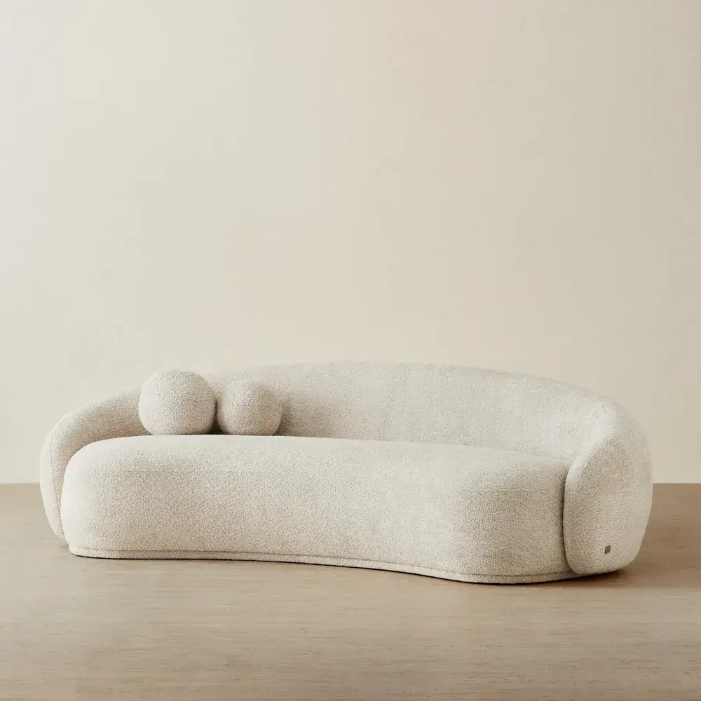 Elianna Stone Cream 3-Seater Woven Fabric Sofa