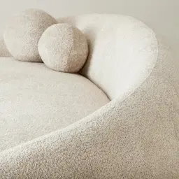 Elianna Stone Cream 3-Seater Woven Fabric Sofa