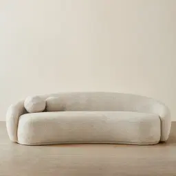 Elianna Stone Cream 3-Seater Woven Fabric Sofa