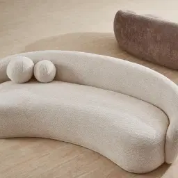 Elianna Stone Cream 3-Seater Woven Fabric Sofa