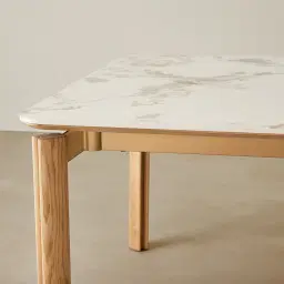 Portobello Pandora Brown Sintered Stone Top Dining Table - Light Brown Ash Legs 240x120cm