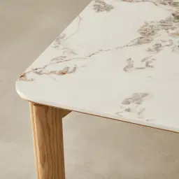 Portobello Pandora Brown Sintered Stone Top Dining Table - Light Brown Ash Legs 240x120cm