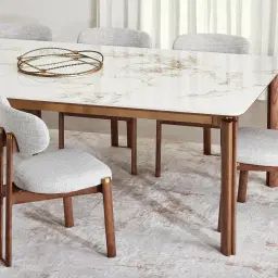 Portobello Pandora Brown Sintered Stone Top Dining Table - Toffee Brown Ash Legs 200x100cm