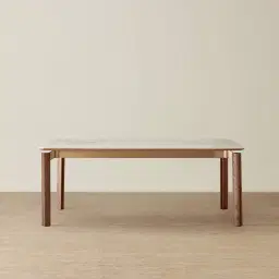 Portobello Pandora Brown Sintered Stone Top Dining Table - Toffee Brown Ash Legs 200x100cm