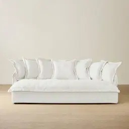 Sorrento II Arctic White Fabric 3 Seater Cloud Sofa