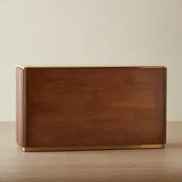 San Pierre Walnut Veneer Dresser with Travertine Finish Sintered Stone Top