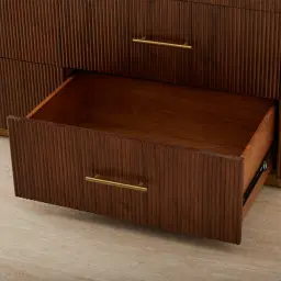 San Pierre Walnut Veneer Dresser with Travertine Finish Sintered Stone Top