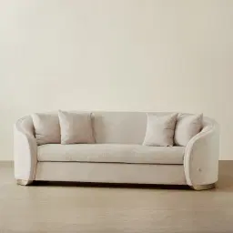 Hyacinth II Powder White Chenille Fabric 3-Seater Sofa