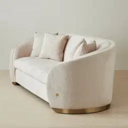 Hyacinth II Powder White Chenille Fabric 3-Seater Sofa