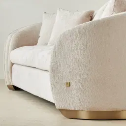 Hyacinth II Powder White Chenille Fabric 3-Seater Sofa