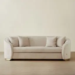 Hyacinth II Powder White Chenille Fabric 3-Seater Sofa