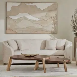 Hyacinth II Powder White Chenille Fabric 3-Seater Sofa