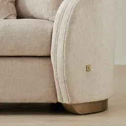 Hyacinth II Powder White Chenille Fabric 3-Seater Sofa