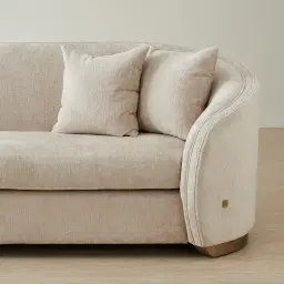 Hyacinth II Powder White Chenille Fabric 3-Seater Sofa