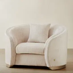 Hyacinth II Powder White Chenille Fabric Occasional Chair