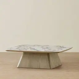 Dunstan Medium Brown Veneer Coffee Table with Calcatta Viola Sintered Stone Top