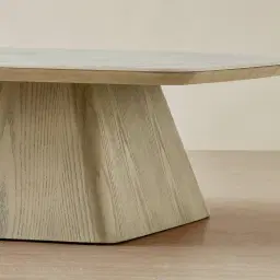 Dunstan Medium Brown Veneer Coffee Table with Calcatta Viola Sintered Stone Top