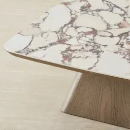 Dunstan Medium Brown Veneer Coffee Table with Calcatta Viola Sintered Stone Top