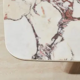 Dunstan Medium Brown Veneer Coffee Table with Calcatta Viola Sintered Stone Top