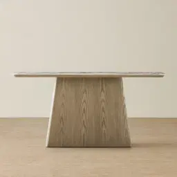 Dunstan Medium Brown Veneer Console Table with Calacatta Viola Sintered Stone Top