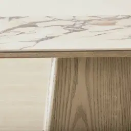Dunstan Medium Brown Veneer Console Table with Calacatta Viola Sintered Stone Top